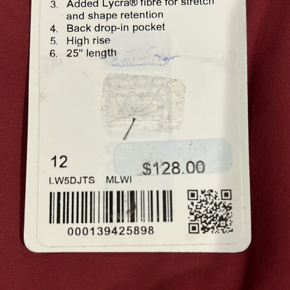 NWT lululemon athletica InStill HR Tight 25”. Size 12. Color MLWI - Mulled Wine. - Picture 4 of 9
